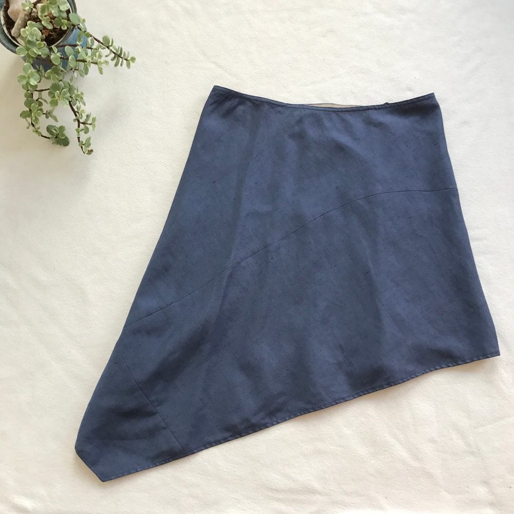 Emporio Armani Asymmetrical Mini Skirt Linen Blue